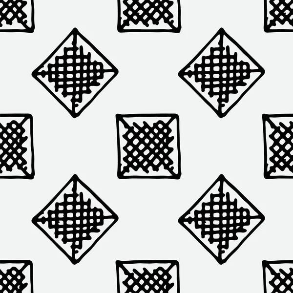 シームレスなグランジドアのモダンなパターン。幾何学正方形の生地サンプル — ストックベクタ
