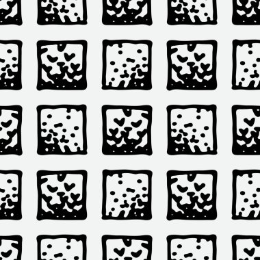 Kusursuz grunge doodle modern desen. Geometri kare kumaş örneği