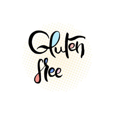 Glütensiz. Eski tarz el yapımı karalama harfleri olan homurdanma kartı. El çizimi vintage vektör tipografi çizimi