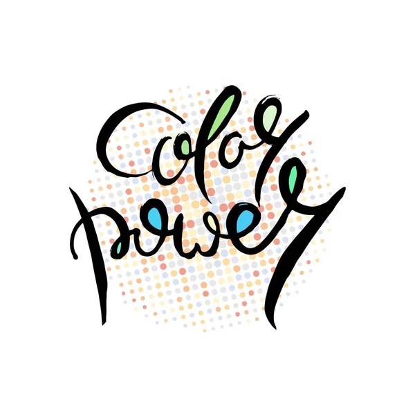 Kolor Power Ręczne Litery Grunge Karty Teksturowane Ręcznie Doodle Litery — Wektor stockowy