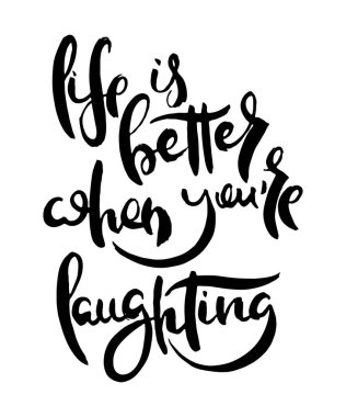 Sen gülerken hayat daha güzel. Grunge izole edilmiş sanat eserleri yazıyor. Tişört grafikleri için tipografi damgası, baskı, poster, afiş, broşür, etiket, kartpostal. Vektör resmi