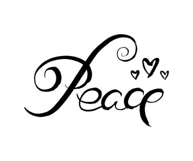 Huzur. Grunge izole edilmiş sanat eserleri yazıyor. Tişört grafikleri için tipografi damgası, baskı, poster, afiş, broşür, etiket, kartpostal. Vektör resmi