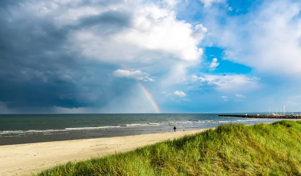 Kuzey Jutland Danimarka Avrupa Baltık Denizi Üzerinde Güzel Bir Gökkuşağı — Stok fotoğraf