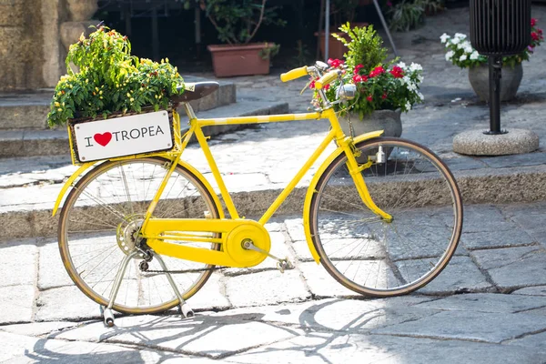 Bisiklet çiçeklerle, Tropea eski şehir
