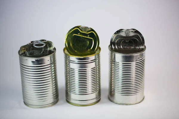 Tin cans on white background — Stock Photo, Image