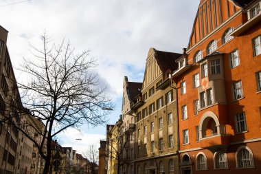 Satır Schwabing, renkli SK eski bina evler ile evlerin