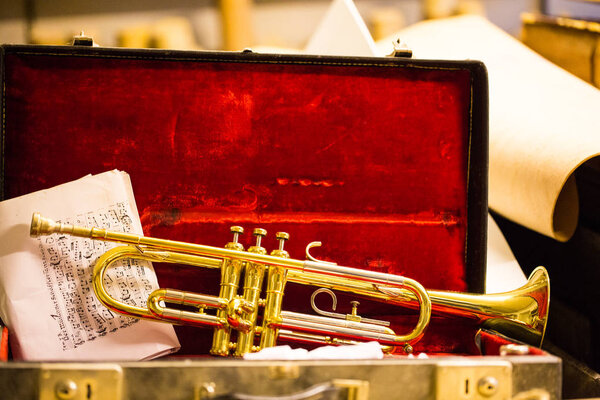 Trumpet is in the trumpet case