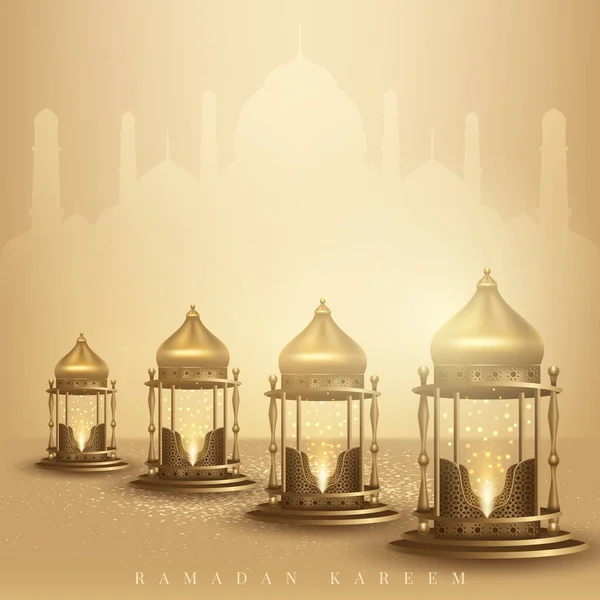 Ramadan Kareem Gratulationskort Ramadhan Mubarak Vektor Illustration — Stock vektor