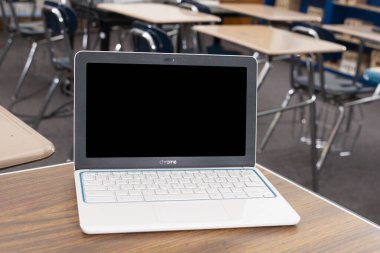 Elgin, Illinois - 2019 dolaylarında: Sınıfta bir HP Chromebook. 