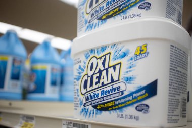 Chicago Illinois, USA - Circa 2020: Oxi Clean has just been restocked at a local Jewl Osco Store. clipart