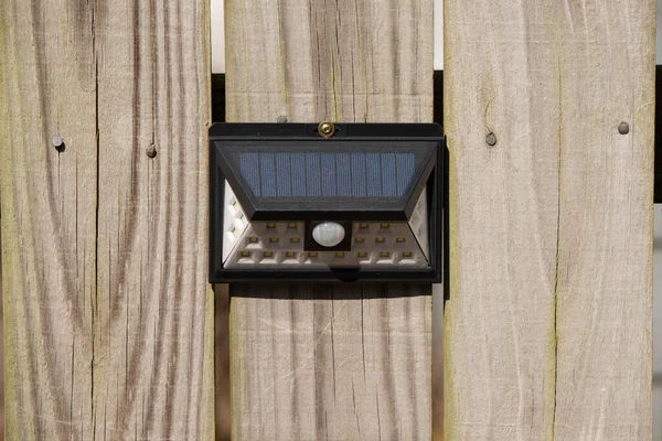 Homeowner Newly Installed Motion Activated Solar Light — Stock Photo, Image