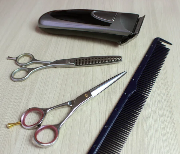 Professional Scissors Cutting Hair — Stock Photo, Image