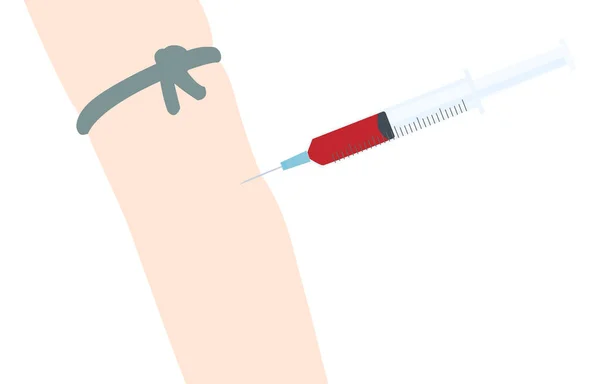 Ilustración Extraer Sangre Del Brazo Con Una Jeringa — Vector de stock