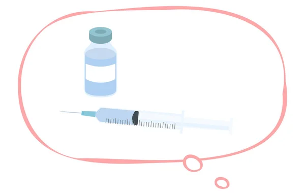 言语泡沫中疫苗和注射器的说明 — 图库矢量图片