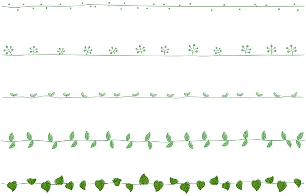 Handbeschilderde Decoratieve Randen Planten — Stockvector