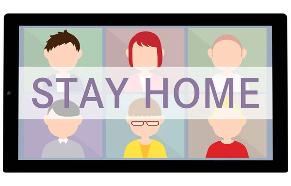 Ekran Terminala Tabletu Wyświetlany Jako Stay Home — Wektor stockowy