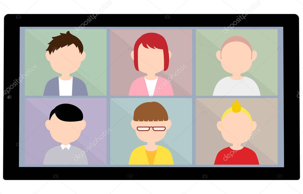 Image illustration of online meeting on tablet device