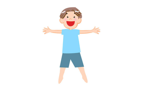 Illustration of a boy jumping with open arms