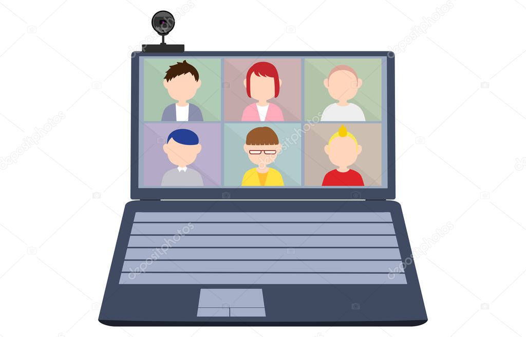 Image illustration of online meeting on laptop