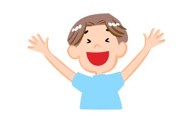 Ağzı açık gülen bir çocuğun tasviri.