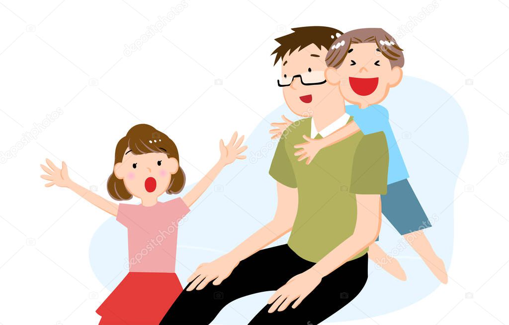 Illustration of kids who love dad