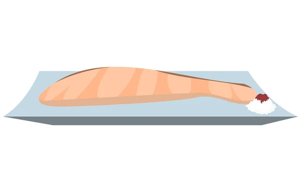 Illustrazione Del Salmone Alla Griglia Con Ravanello Grattugiato — Vettoriale Stock