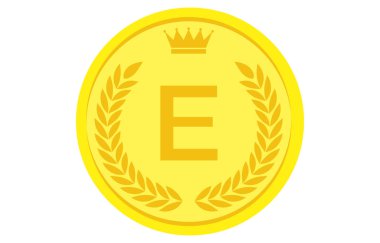Laurel çelengi ve taç alfabe paraları, E