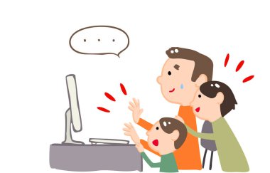 Uzaktan çalışan bir çocuk tarafından rahatsız edilen bir babanın tasviri