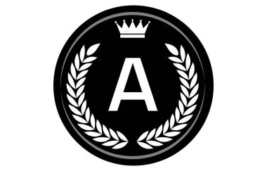 Tek renkli alfabe madalyasının vektör illüstrasyonu, A