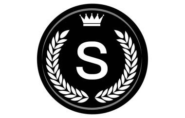 Tek renkli alfabe madalyasının vektör illüstrasyonu, S