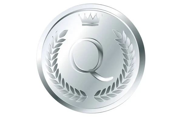Laurel花环和皇冠字母硬币 — 图库矢量图片