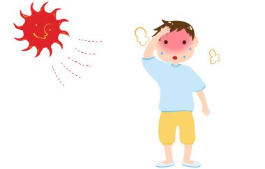 Sıcak çarpmasına yol açabilecek bir çocuğun resmi.