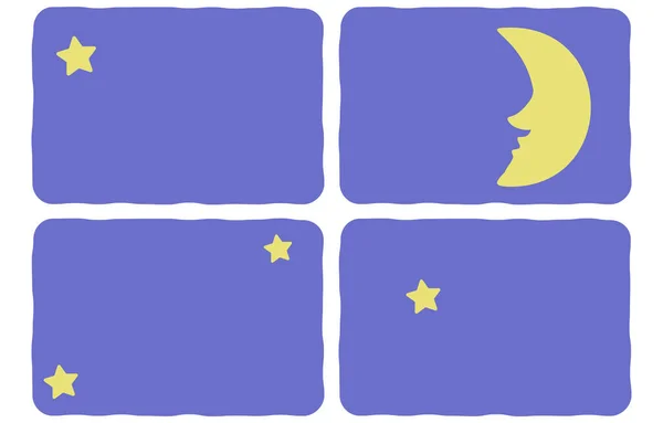 Image Illustration Night Moon Stars Seen Window — Stock Vector