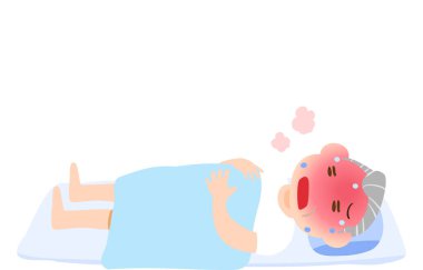 Yazın ateşi olan yaşlı bir adamın resmi.