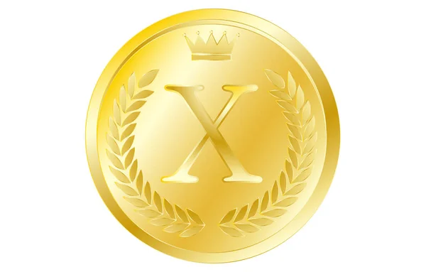 Laurel Wreath Crown Alphabet Coins — Stock Vector