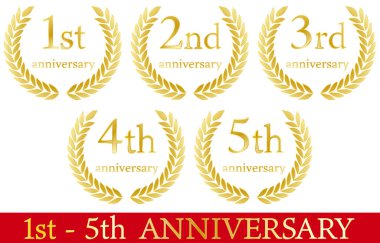 Laurel wreath and anniversary icons clipart