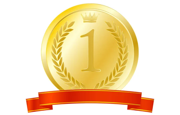 Laurel Coroa Medalha Fita — Vetor de Stock
