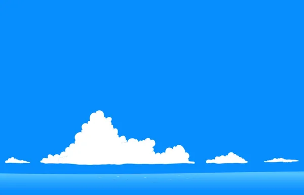 Ilustración Del Mar Con Cielo Azul Nubes Que Aproximan Verano — Vector de stock