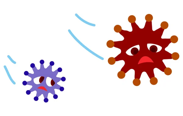 Illustration Eines Anthropomorphen Cornavirus Der Davonläuft — Stockvektor
