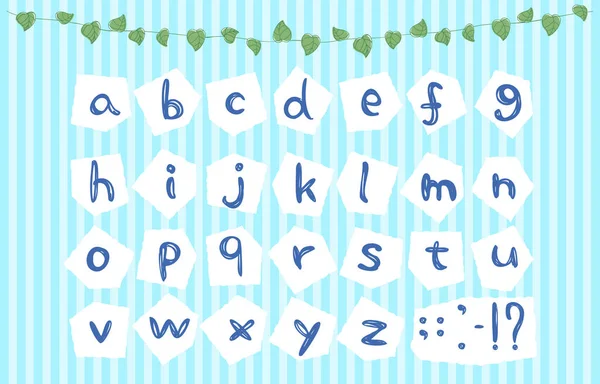 Ensemble Lettres Alphabétiques Manuscrites Style Découpé — Image vectorielle