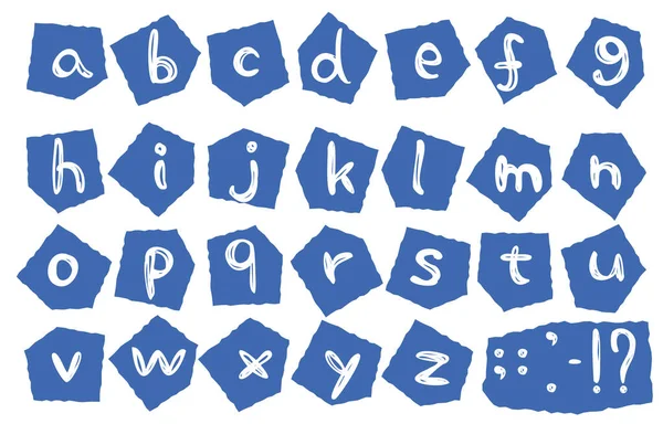 Ensemble Lettres Alphabétiques Manuscrites Style Découpé — Image vectorielle