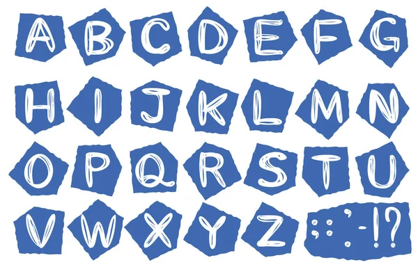 Satz Handgeschriebener Buchstaben Des Alphabets Schnitt — Stockvektor