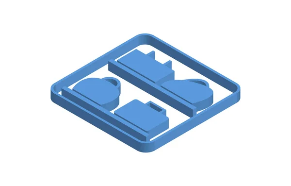 Icona Isometrica Blu Illustrazione Del Ritiro Bagagli — Vettoriale Stock