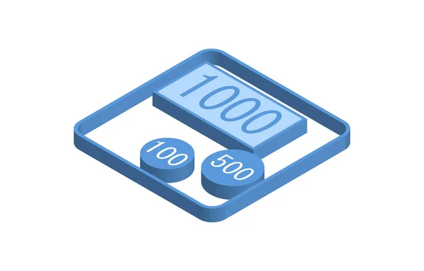 Dinheiro Azul Isométrico Ícone Ilustração — Vetor de Stock