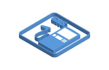 Benzin istasyonu mavi izometrik simge çizimi