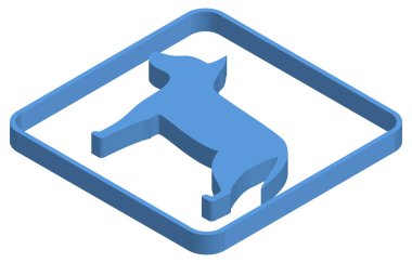 Evcil hayvanların mavi izometrik çizimi