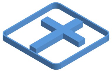 Haçın mavi izometrik çizimi