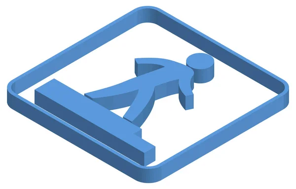 Ilustración Isométrica Azul Atención Paso — Vector de stock