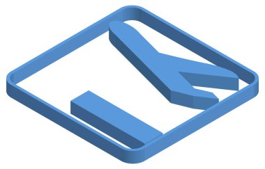 Kalkan bir uçağın mavi izometrik çizimi