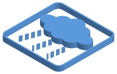 Yağmur bulutlarının mavi izometrik çizimi